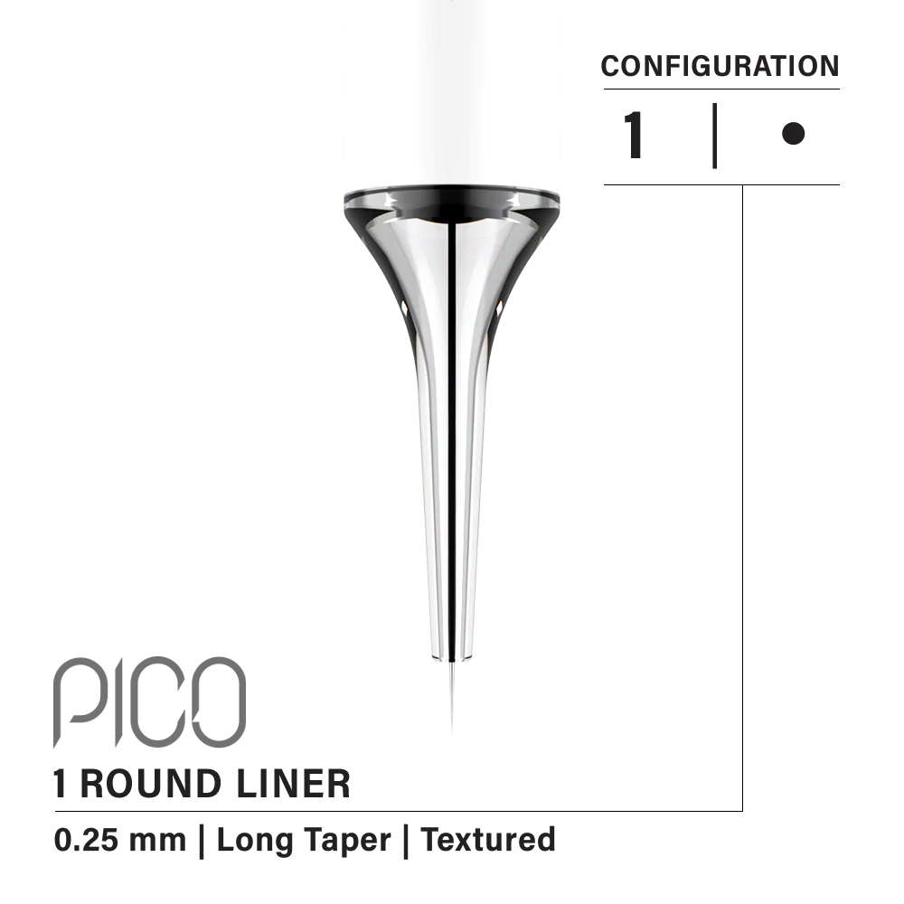 Vertix Pico Round Liner  1 / 0.25mm Long Taper Textured Taper (20 pack)